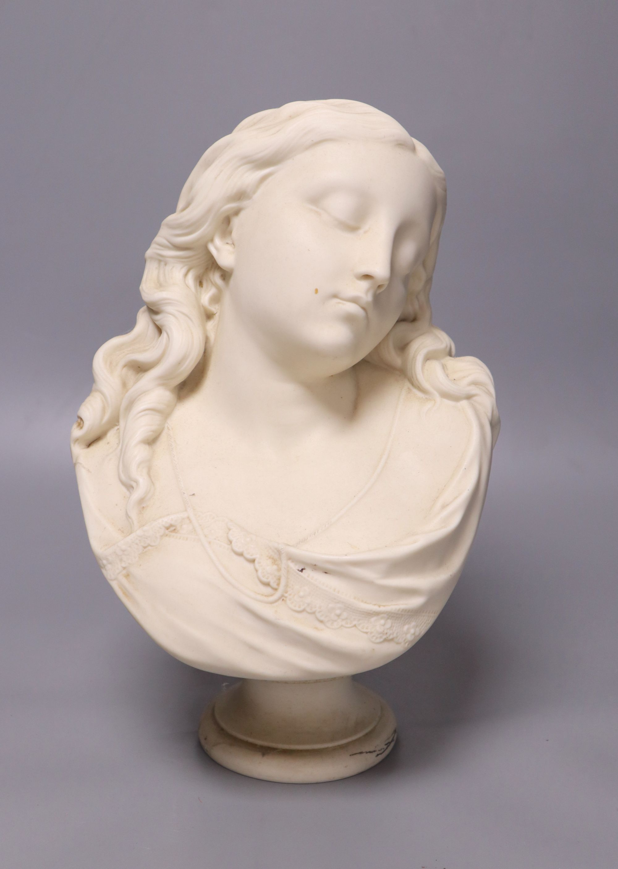 A 19th century Copeland bust Happy Dream, height 30cm